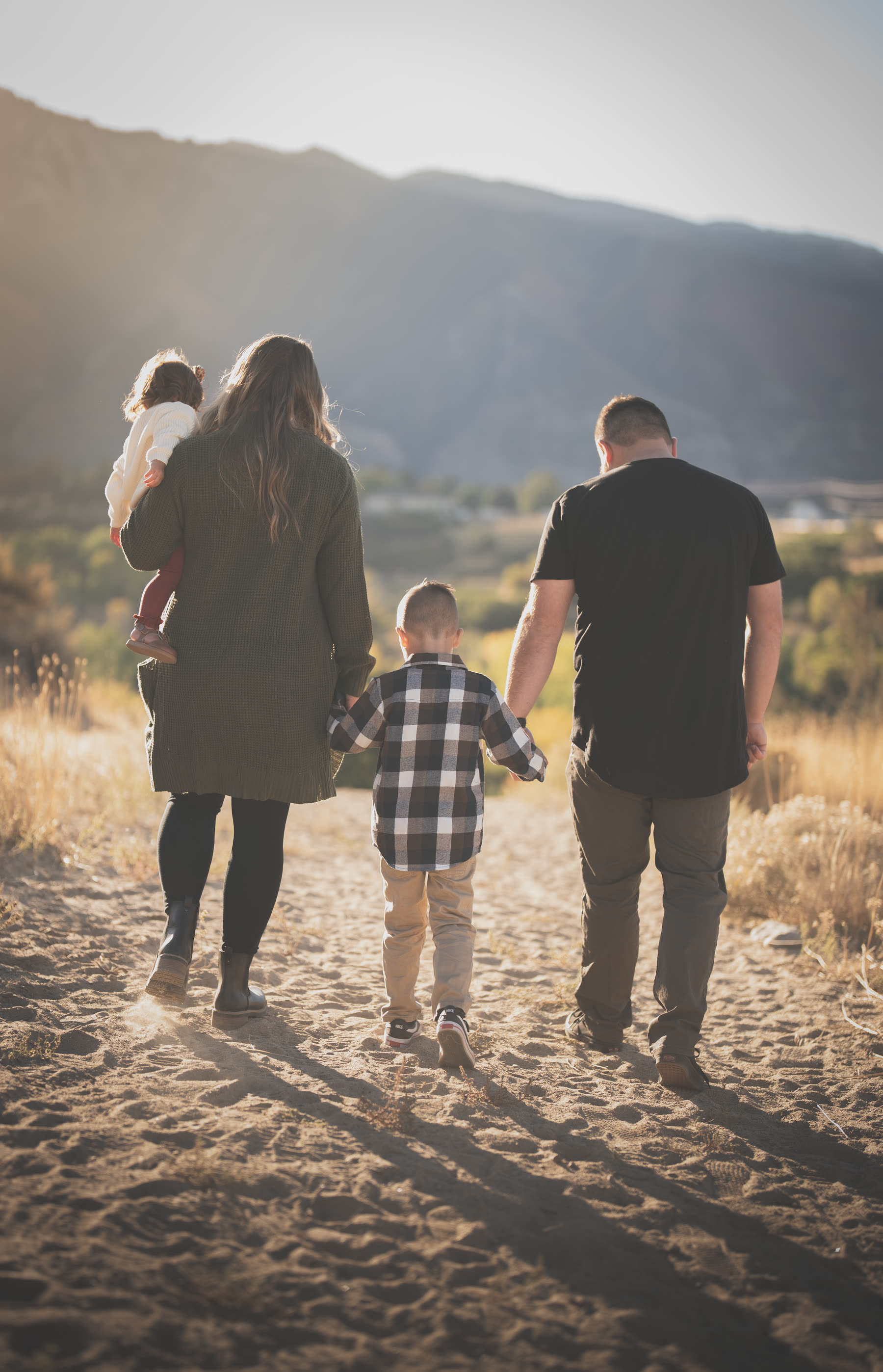 Family walking the trail